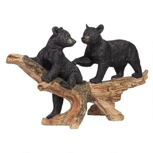 Bears Cubs Sculpture Wildlife Garden Climbing on Branch Statues Tree